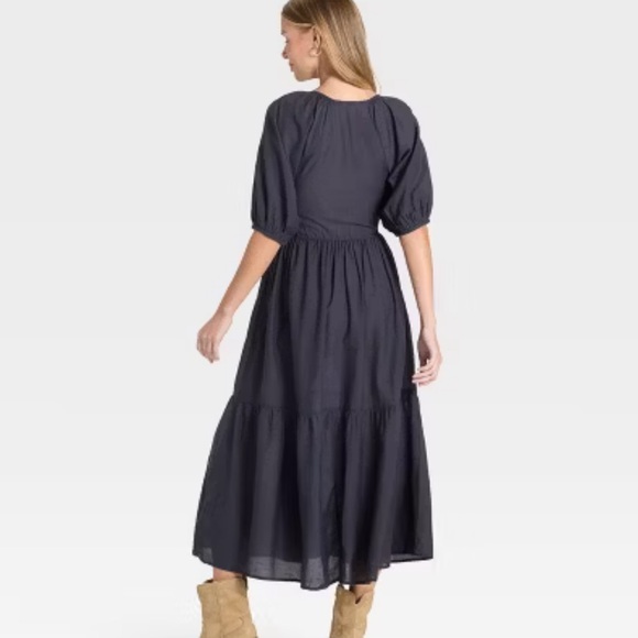 NWOT Women's Puff Elbow Sleeve Maxi A-Line Dress - Picture 2 of 6